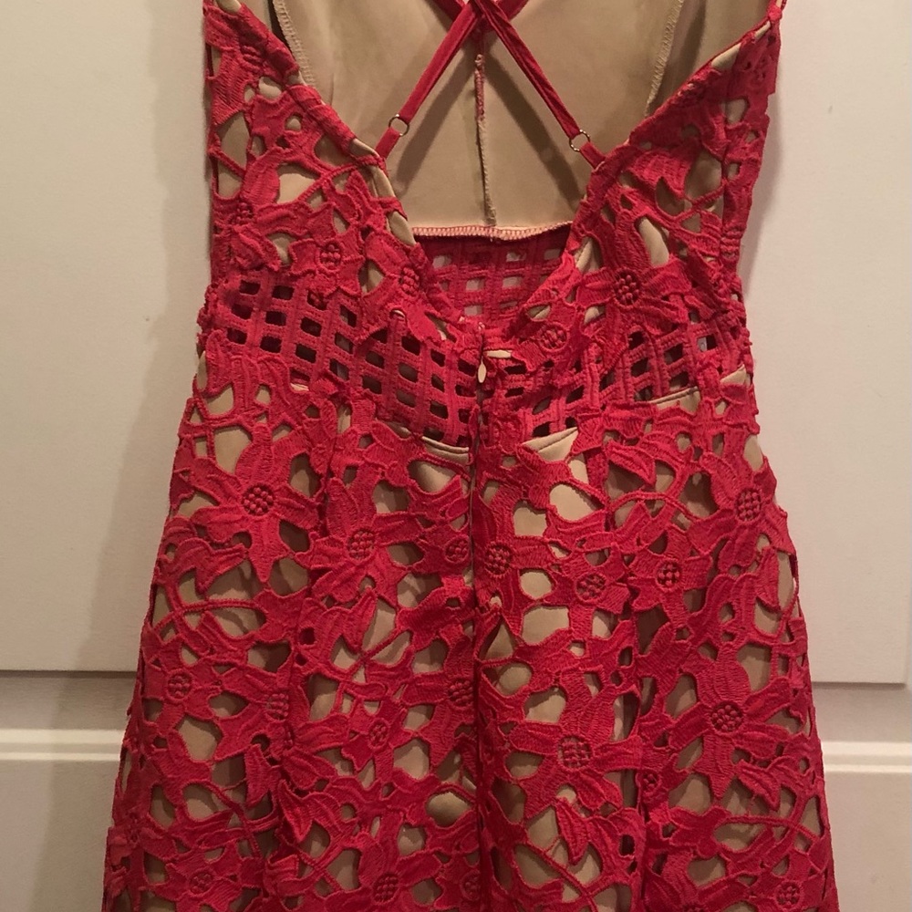 🎉HP🎉Lovers + Friends Hot Pink Bellini Lace Dress - Picture 4 of 11